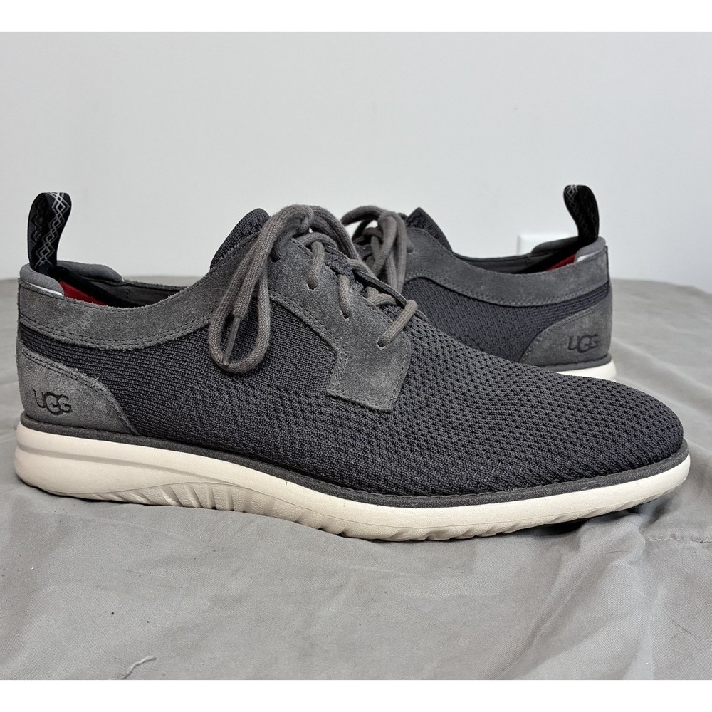 UGG Mens 10.5 Gray/White Union Derby Hyperweave Athletic Sneakers